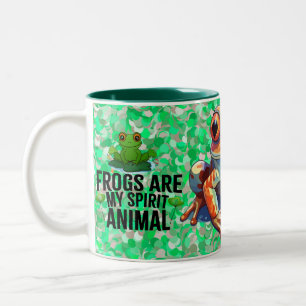 Lieve kikker met cartoon kikkerontwerp voor kikker tweekleurige koffiemok