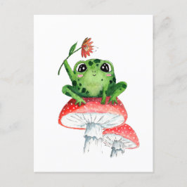 Lieve kikker op paddestoel Originele aquarel schil Briefkaart