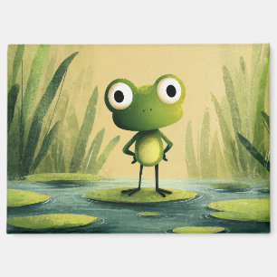 Lieve Kikker op Waterlelieblad – Whimsicale Cartoo Magneet