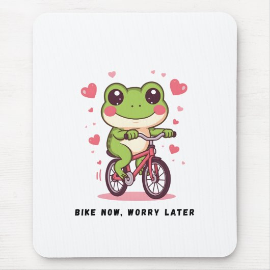 Lieve kikker rijdt op een fiets | Grappig geschenk Muismat (Voorkant)