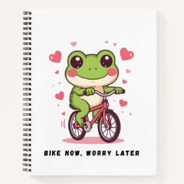 Lieve kikker rijdt op een fiets | Grappig geschenk Notitieboek