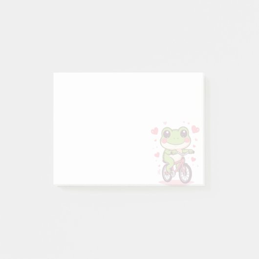Lieve kikker rijdt op een fiets | Grappig geschenk Post-it® Notes (Voorkant)