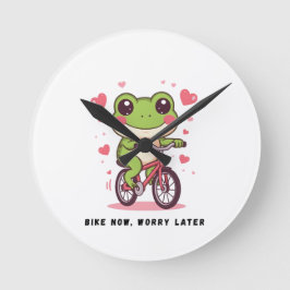 Lieve kikker rijdt op een fiets | Grappig geschenk Ronde Klok