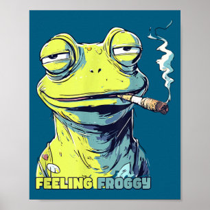 Lieve Kikker Rookt Sigaret Grappige Kikker Poster