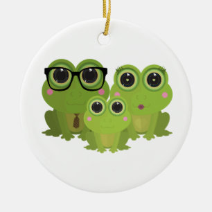 Lieve Kikkersfamilie Keramisch Ornament