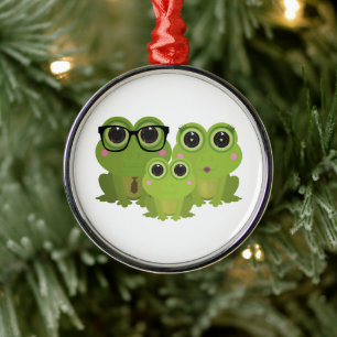 Lieve Kikkersfamilie Metalen Ornament