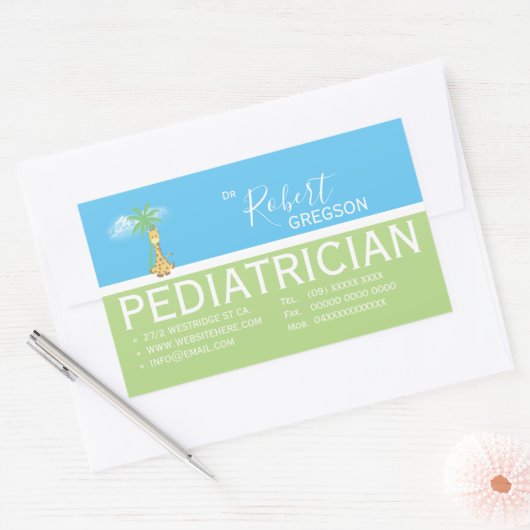 Lieve Kinderarts Giraffe Rechthoekige Sticker (Envelop)