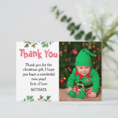 Lieve Kinderen Hulstblaadjes Foto Kerstmis Bedankkaart (Staand voorkant)