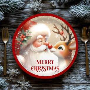 Lieve Kinderen Kerstplaten Sinterklaas Rudolph Papieren Bordje