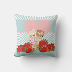 Lieve kinderen met aardbeien Kawaii vrienden Kussen