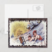 Lieve Kinderen Slede Sneeuw Zon Sledenrijden Briefkaart (Voorkant / Achterkant)