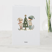 Lieve kinderen versieren kerstboom tekening feestdagen kaart (Achterkant)