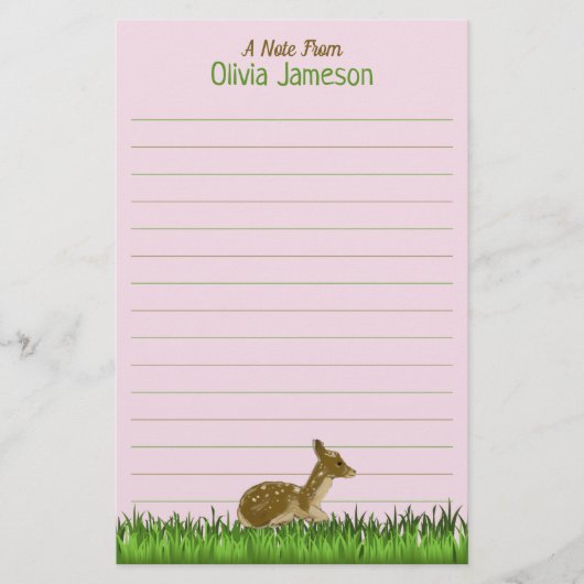 Lieve kindernaam bosdier gelinieerd briefpapier (Voorkant)