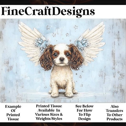 Lieve King Charles Spaniel Met Vleugels BG8 Decoup Tissuepapier