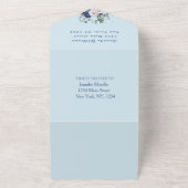 Lieve Kitten Flowers Blue Het is een Baby shower v All In One Uitnodiging (Buitenkant)