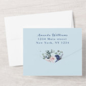 Lieve Kitten Flowers Blue Het is een Baby shower v All In One Uitnodiging (Achterkant)