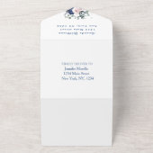 Lieve Kitten Flowers Blue Het is een Baby shower v All In One Uitnodiging (Buitenkant)