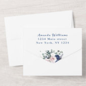 Lieve Kitten Flowers Blue Het is een Baby shower v All In One Uitnodiging (Achterkant)