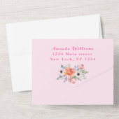 Lieve Kitten Flowers Roze Het is een meisje Baby s All In One Uitnodiging (Achterkant)