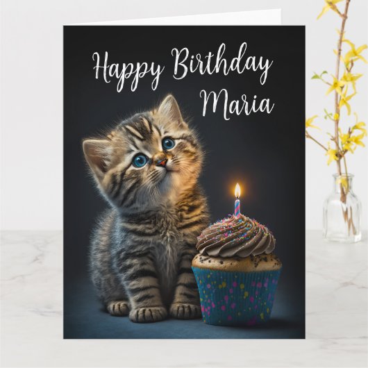 Lieve Kitten, vrolijke verjaardag,  Kaart (Gele Bloem)