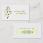 Lieve, klassieke  botanische witte lib visitekaartje (Voorkant / Achterkant)