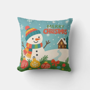 Lieve, klassieke Kerstman sneeuwpop Kussen