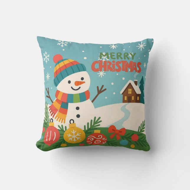 Lieve, klassieke Kerstman sneeuwpop Kussen (Voorkant)