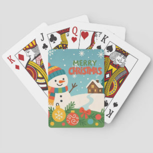 Lieve, klassieke kerstman sneeuwpop pokerkaarten