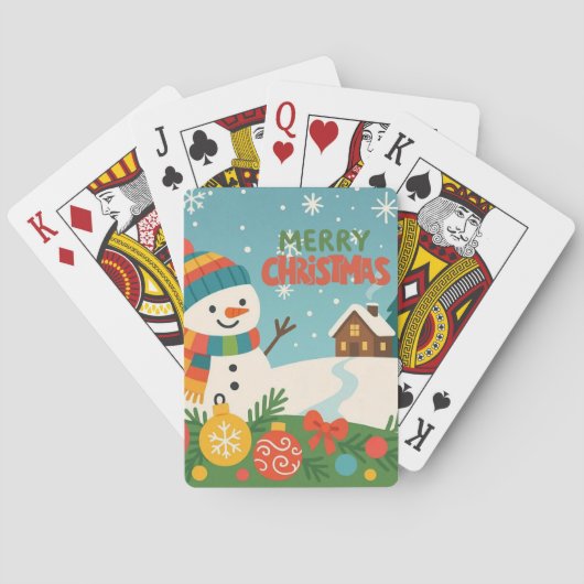 Lieve, klassieke kerstman sneeuwpop pokerkaarten (Achterkant)