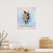 Lieve Kleine Astronaut in Ruimtepak Poster (Keuken)