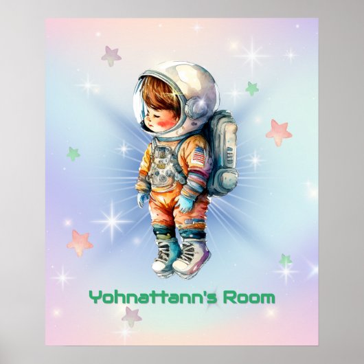 Lieve Kleine Astronaut in Ruimtepak Poster (Voorkant)