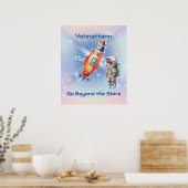 Lieve Kleine Astronaut met Raket Poster (Keuken)