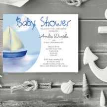 Lieve Kleine Blauwe Zeilboot Baby Shower per Post