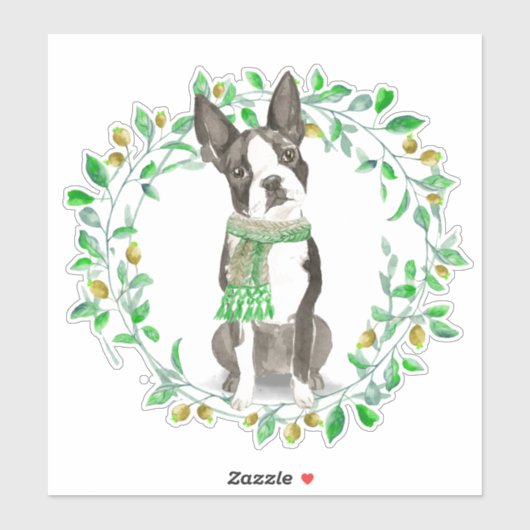 Lieve kleine Boston Terrier met sjaal Sticker (Vel)