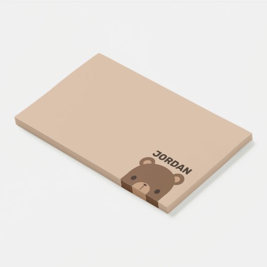 Lieve Kleine Bruine Beer met Gepersonaliseerde Naa Post-it® Notes (Schuin)