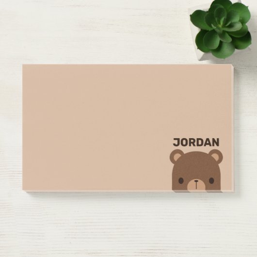 Lieve Kleine Bruine Beer met Gepersonaliseerde Naa Post-it® Notes (Kantoor)