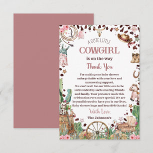 Lieve Kleine Cowgirl Western Waterverf Baby Shower Bedankkaart