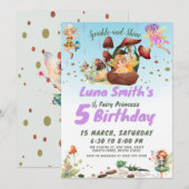 Lieve Kleine Fee Prinses Kleurrijke Verjaardag Kaart (Voorkant / Achterkant)