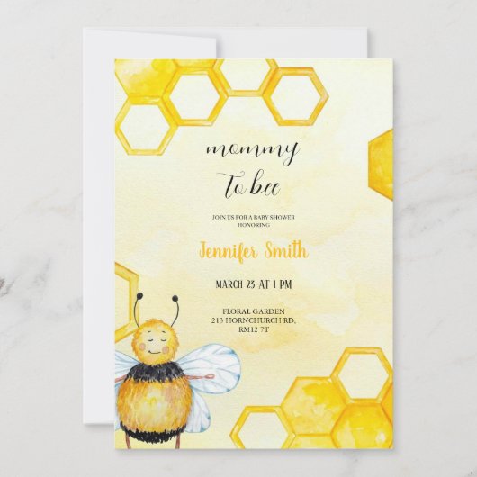 lieve kleine honing babyshower Uitnodiging (Voorkant)