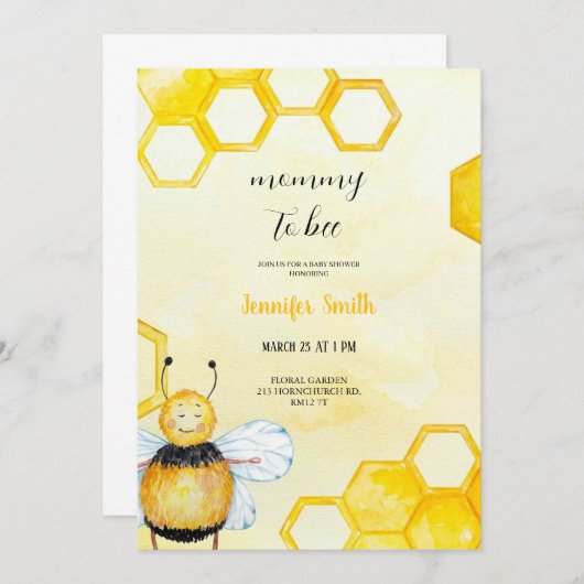 lieve kleine honing babyshower Uitnodiging (Voorkant / Achterkant)