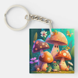 Lieve kleine paddenstoelen sleutelhanger