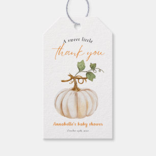 Lieve kleine pompoen op de weg Baby shower Cadeaulabel