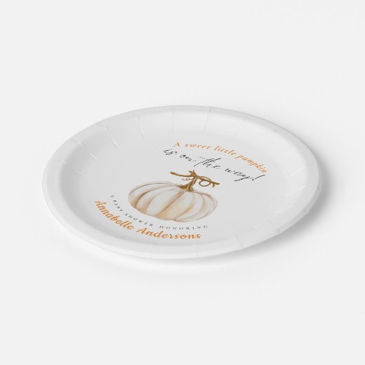 Lieve kleine pompoen op de weg Baby shower Papieren Bordje (Gekanteld)