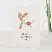 Lieve kleine vogel, ik hou van je, rode hart Valen Kaart (Voorkant)