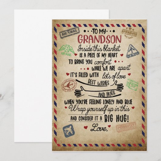 Lieve Kleinzoon | Brief Aan Mijn Kleinzoon Van Oma Kaart (Voorkant / Achterkant)