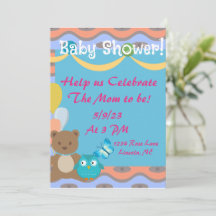 Lieve Kleurrijke Baby Shower Uitnodiging