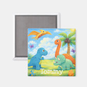 Lieve Kleurrijke Dinosaurus Vriendjes Kinderen Magneet (Voorkant / Achterkant)