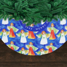 Lieve Kleurrijke Kerstengelen Waterverf Kerstboom Rok