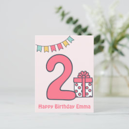 Lieve Kleurrijke Kinderen 2e Verjaardag Ansichtkaa Briefkaart