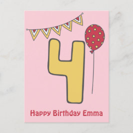 Lieve Kleurrijke Kinderen Verjaardagskaart 4 Jaar Briefkaart